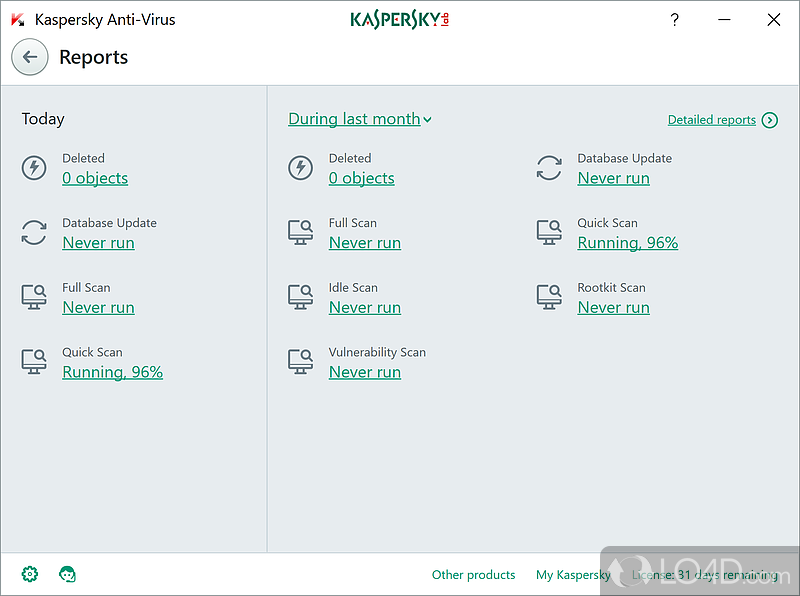 Anti-Virus detection with the latest proactive technologies - Screenshot of Kaspersky Antivirus