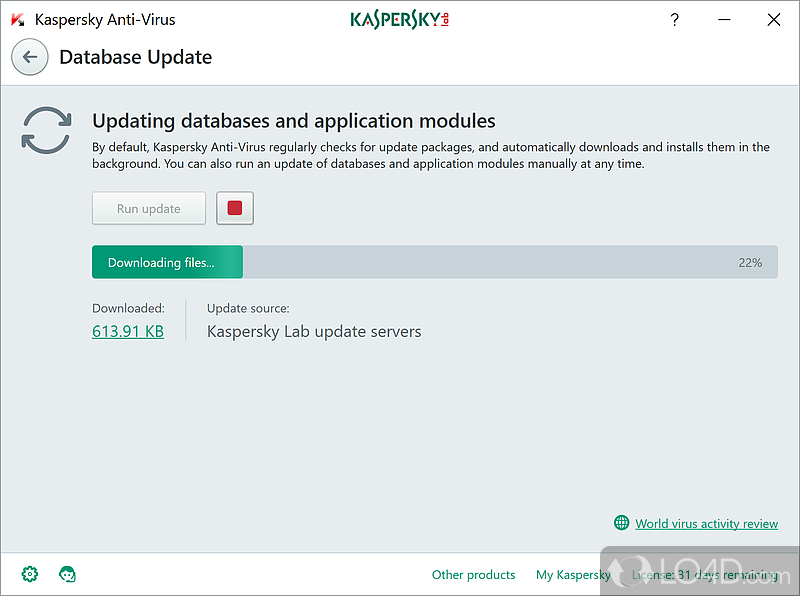 Kaspersky Antivirus: Internet security - Screenshot of Kaspersky Antivirus
