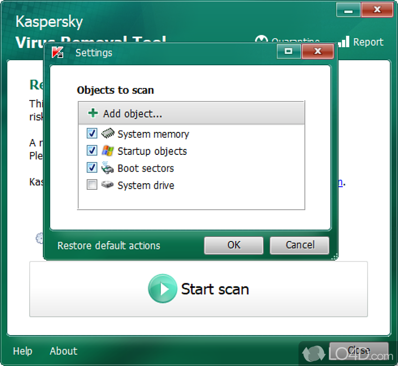 User-friendly layout and fast scan process - Screenshot of Kaspersky Virus Removal Tool