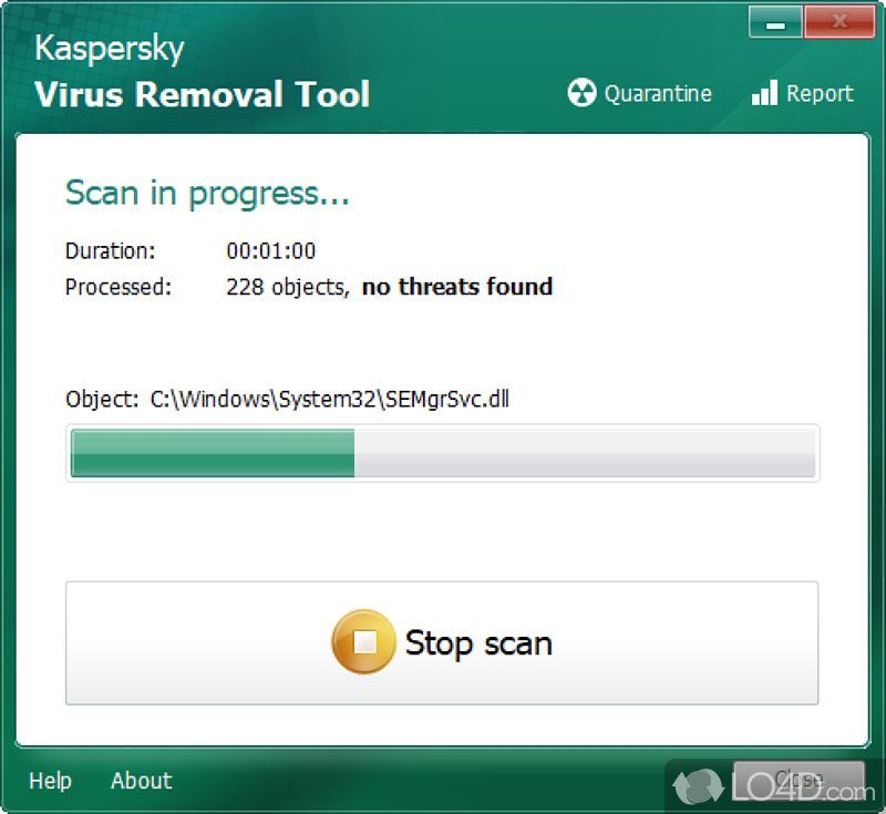 Specify the target location  - Screenshot of Kaspersky Virus Removal Tool