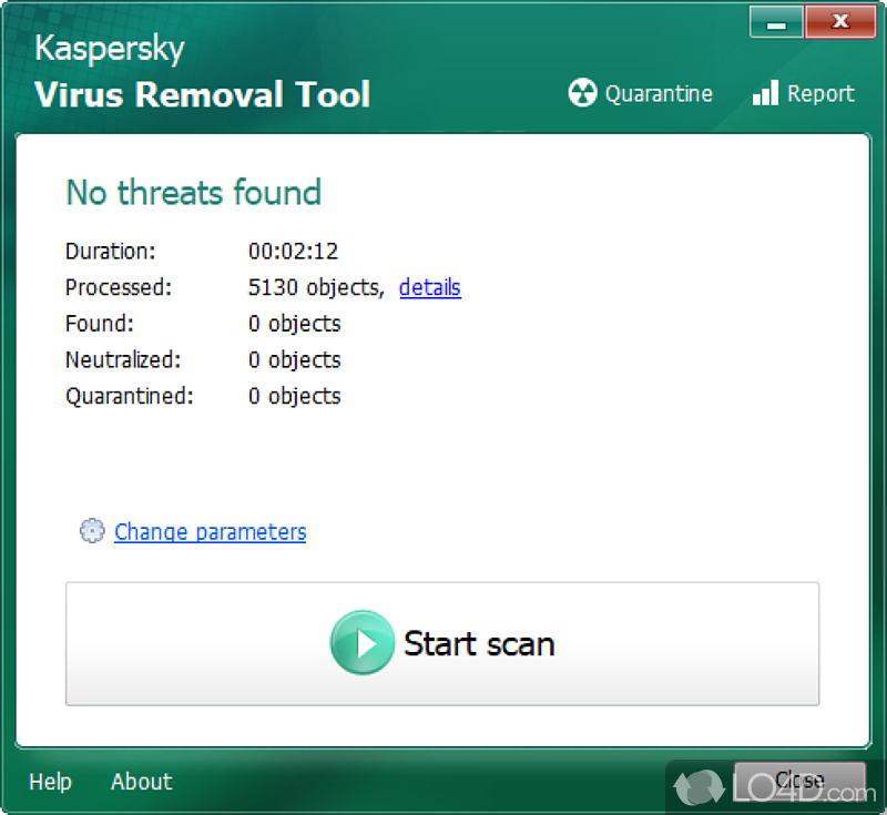 Detect and remove some popular and dangerous viruses - Screenshot of Kaspersky Virus Removal Tool