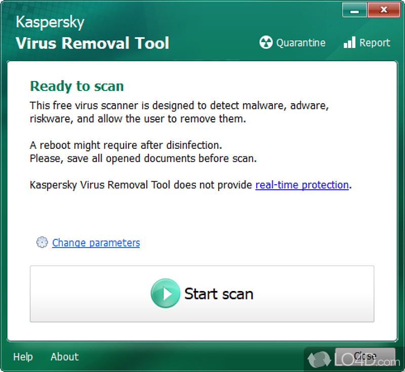 Install the removal tool even on infected systems - Screenshot of Kaspersky Virus Removal Tool