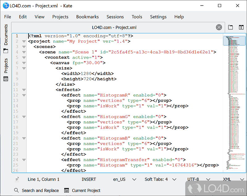 Text editor that features support for a wide variety of programming languages, syntax highlighting - Screenshot of Kate Editor