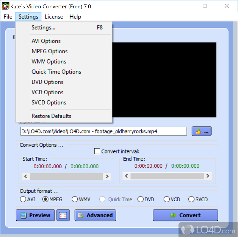 Built-in media player - Screenshot of Kate's Video Converter