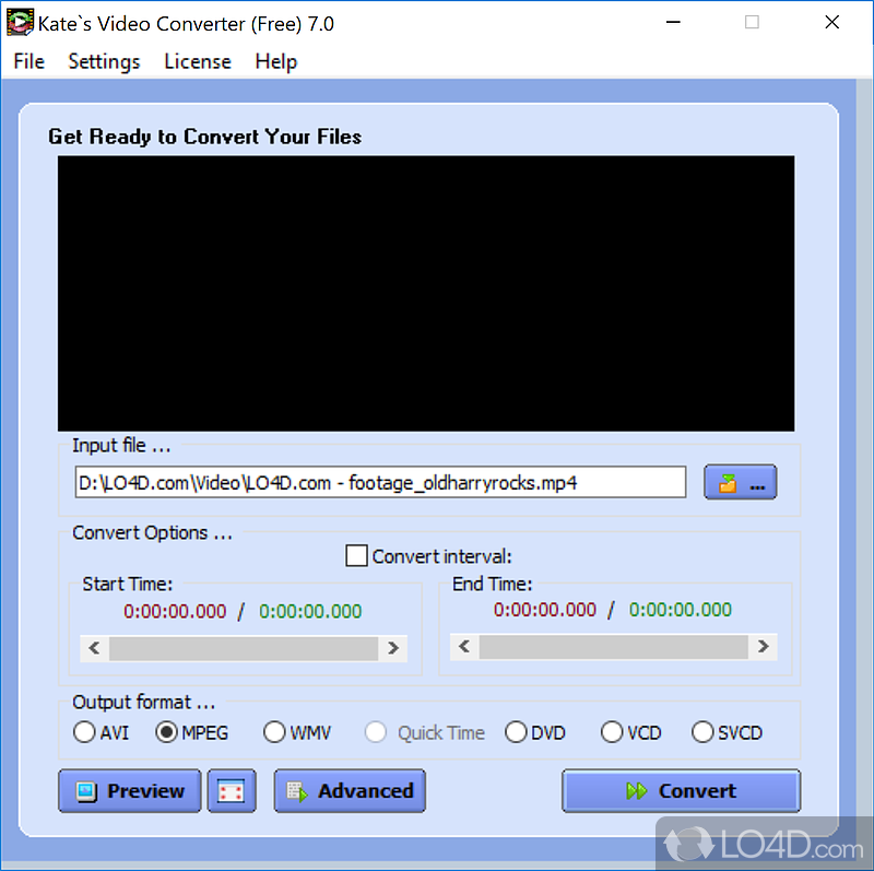 Software when you need to view or convert video files - Screenshot of Kate's Video Converter