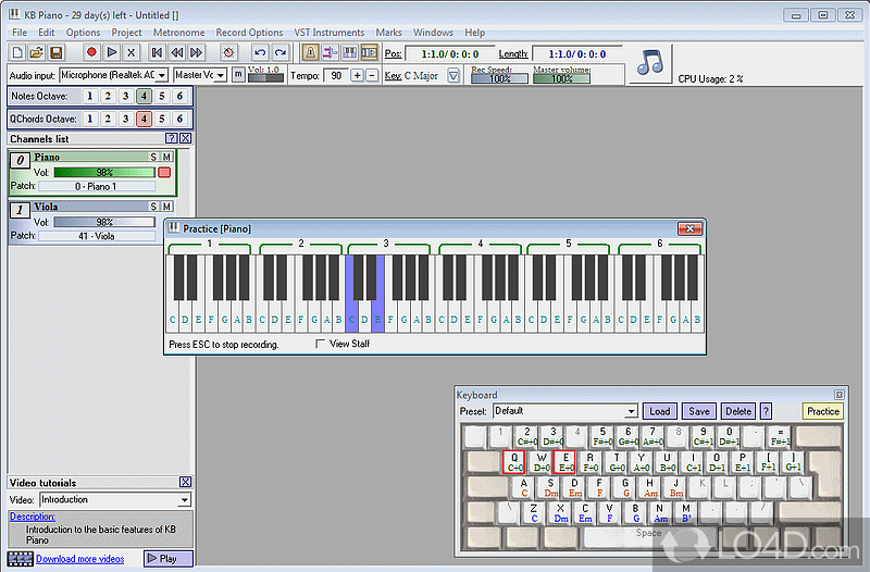 Turn computer into a piano to learn and practice music playing skills - Screenshot of KB Piano