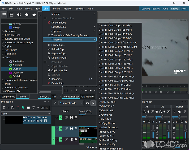 Video editor for Windows - Screenshot of Kdenlive