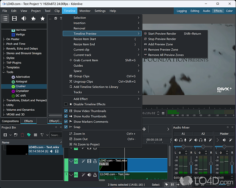 KDE Non-Linear Video Editor - Screenshot of Kdenlive