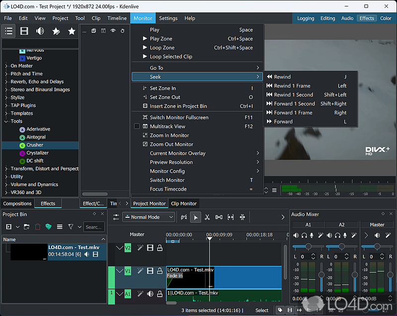 Multi-track video editing - Screenshot of Kdenlive