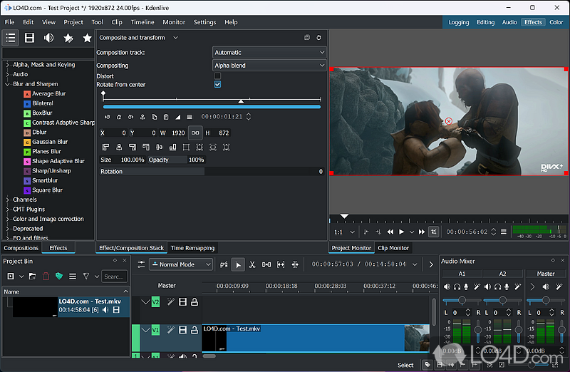 Create complex video projects - Screenshot of Kdenlive