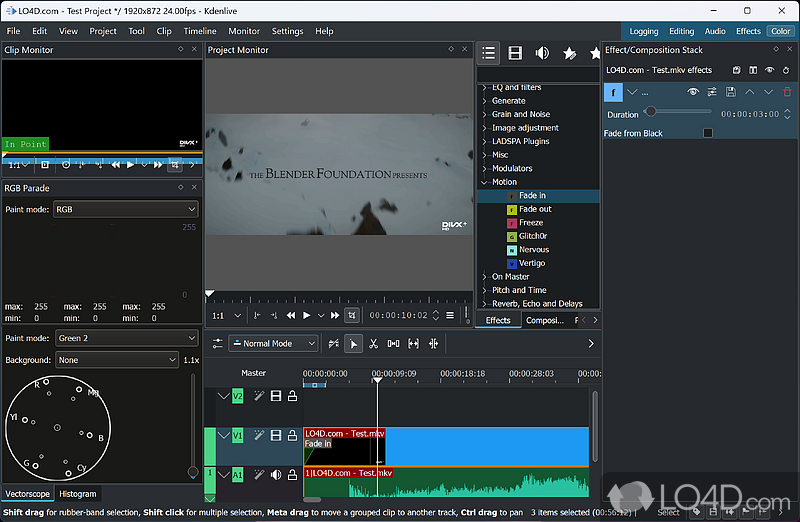 Reliable non-linear video editor with numerous features - Screenshot of Kdenlive