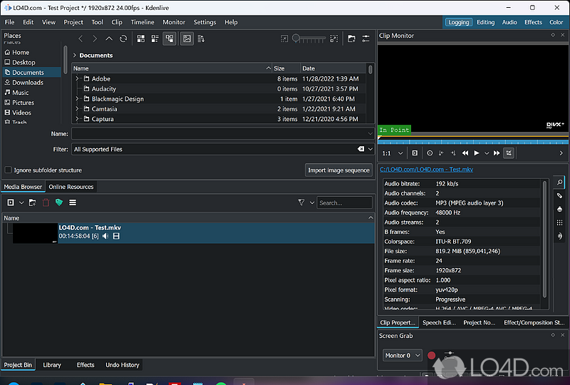 Advanced and user-friendly video editor - Screenshot of Kdenlive
