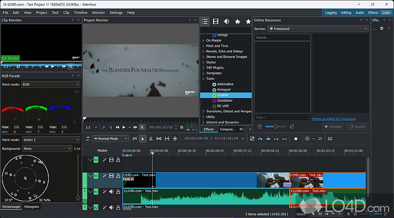 Free Video Editor for Sharp Shooters - Screenshot of Kdenlive