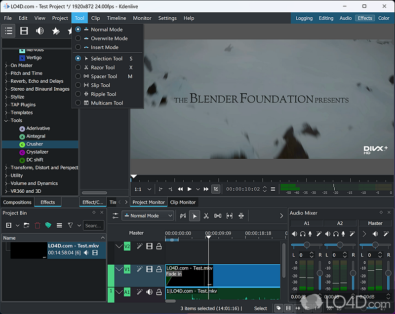 Free and open-source video editing software for your Windows - Screenshot of Kdenlive