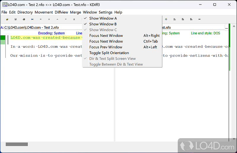 KDiff3: User interface - Screenshot of KDiff3