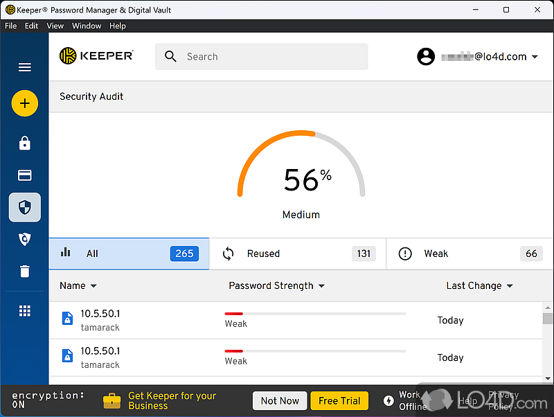 Allows you to check if your password have been compromised - Screenshot of Keeper Password Manager