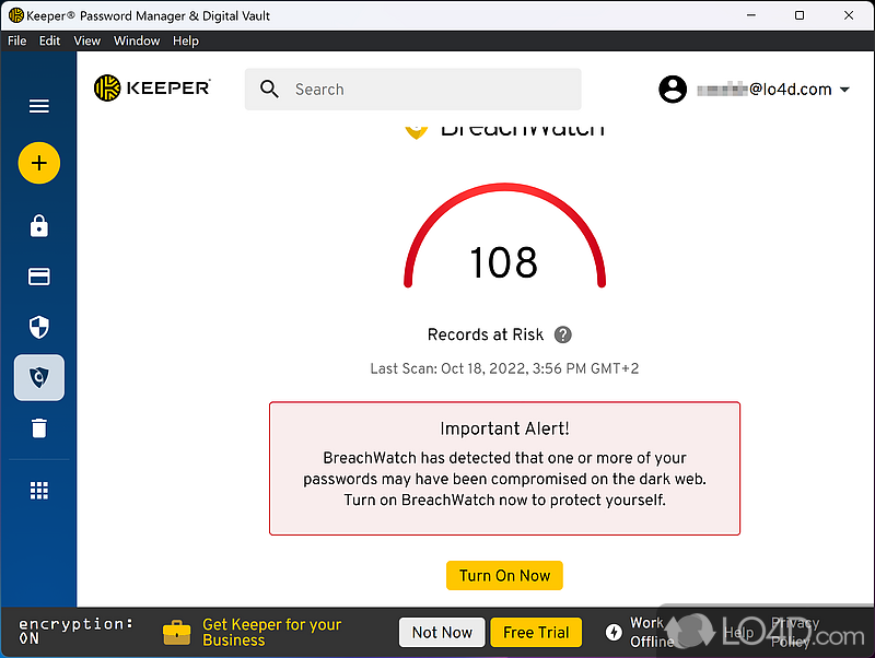 Protecting passwords, credentials and secrets in a cloud - Screenshot of Keeper Password Manager