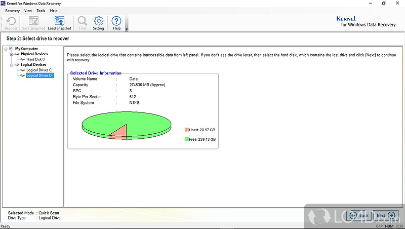 Kernel for NTFS - Windows Data Recovery Software - Screenshot of Kernel for Windows Data Recovery