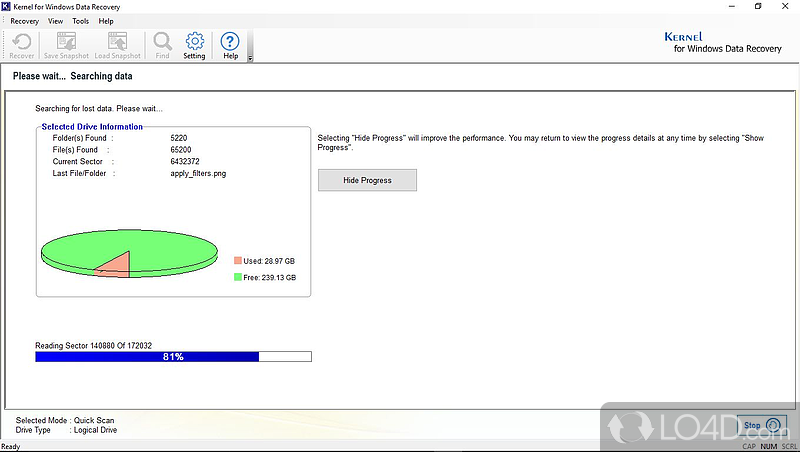 Kernel for Windows Data Recovery: User interface - Screenshot of Kernel for Windows Data Recovery