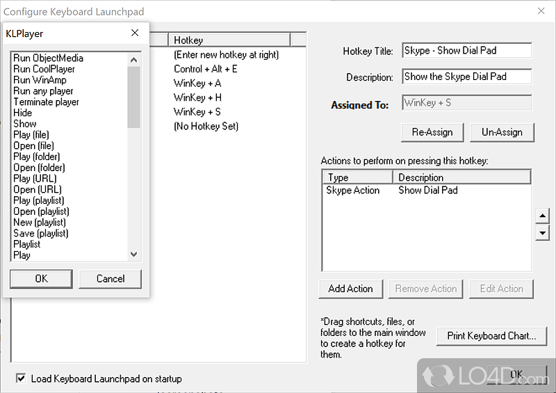Assign hot keys to perform multiple actions on system at once - Screenshot of Keyboard LaunchPad