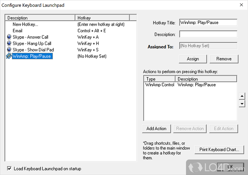 A trial version Software utilities program for Windows - Screenshot of Keyboard LaunchPad