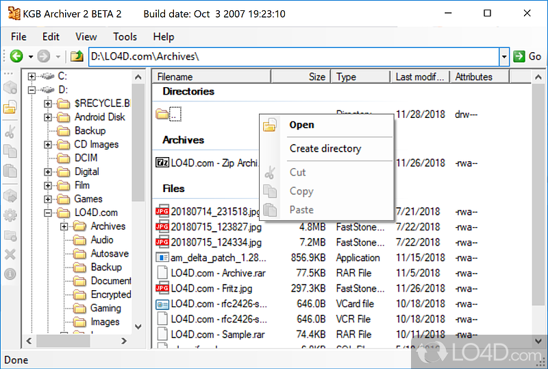 Create and open ZIP archives - Screenshot of KGB Archiver