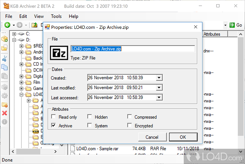 Additional Features - Screenshot of KGB Archiver