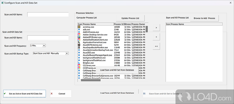 Kill any active processes in your system - Screenshot of KillProcess