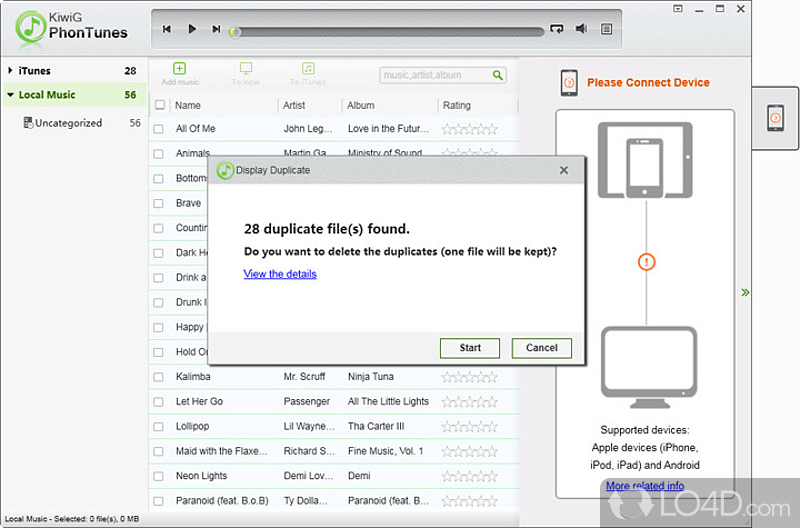 Freely transfer music between different devices - Screenshot of KiwiG PhonTunes