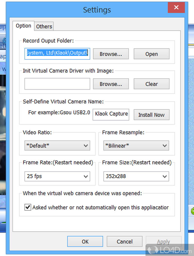 Video player and webcam screen capture tool with video effects - Screenshot of Klaok