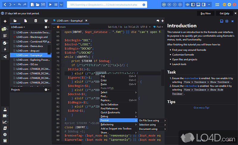 Complete code editor for programmers - Screenshot of Komodo Edit