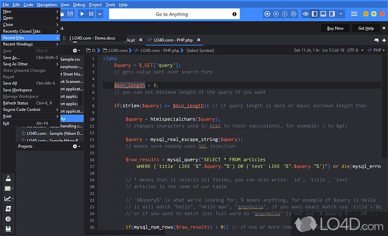 Free, fast and multi-language code editor for Windows - Screenshot of Komodo Edit