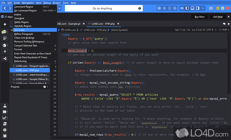Multi-language editor - Screenshot of Komodo Edit