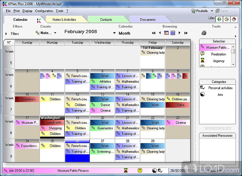 Knowledge management software which helps you organize life - Screenshot of kplan personal