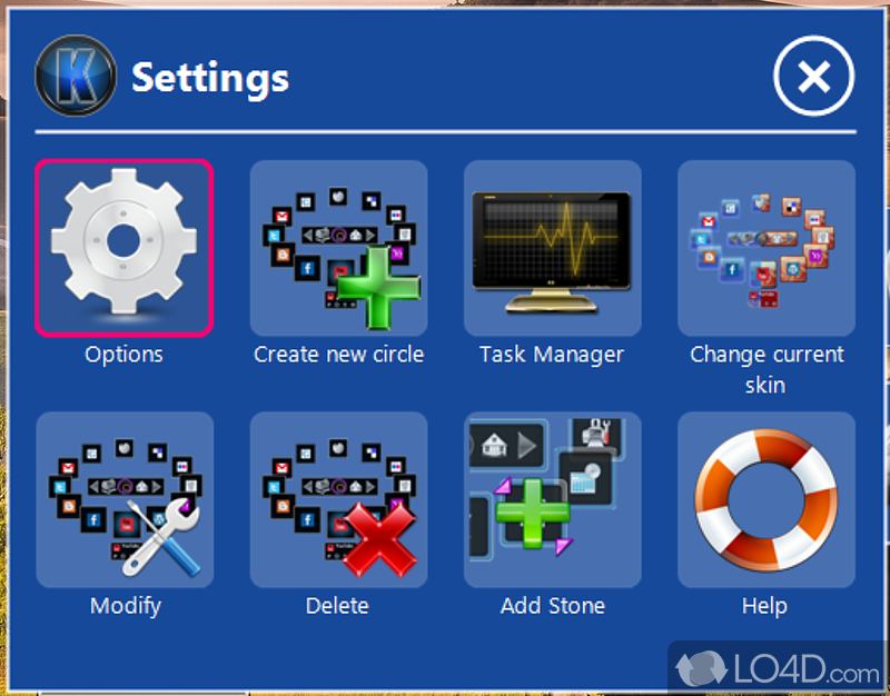 Multiple, fully customizable circles - Screenshot of Krento