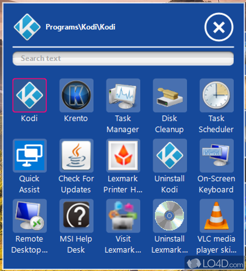 Windows desktop organizer - Screenshot of Krento