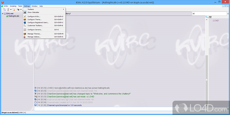 K-Visual IRC client - Screenshot of KVIrc