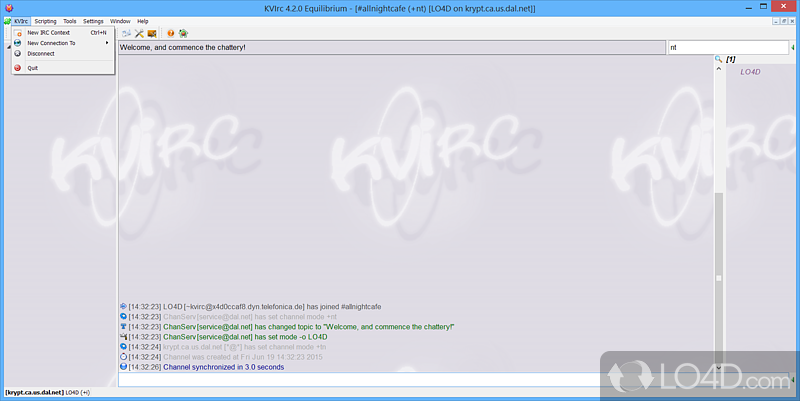 KVIrc: User interface - Screenshot of KVIrc