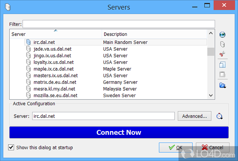 Select from a list of IRC servers - Screenshot of KVIrc