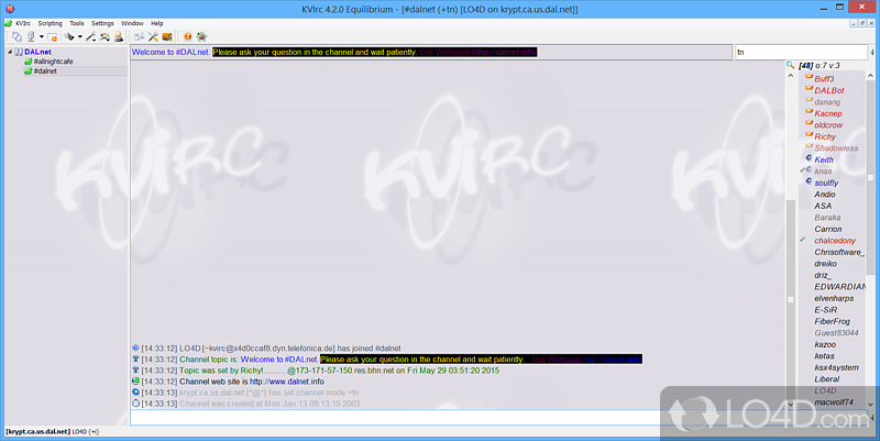 Light IRC client with full IPv6 support - Screenshot of KVIrc