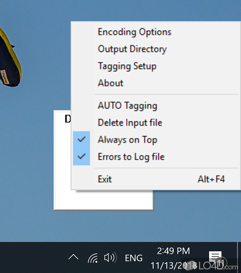 Set up encoding options - Screenshot of LamedropXPd