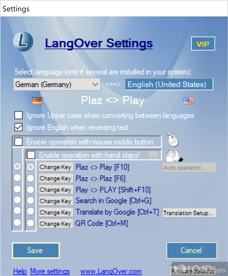 Quick, easy translation at the touch of a button - Screenshot of LangOver