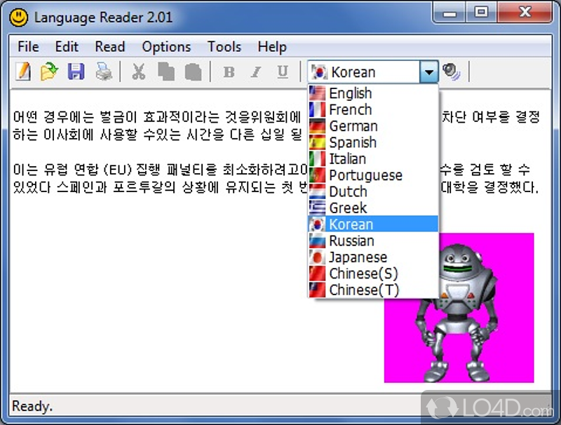 Edit and paste composition from another source - Screenshot of Language Reader
