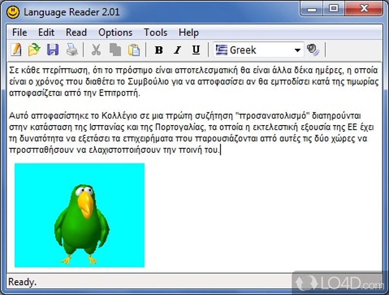Practical utility that comes to provide a way to compose texts, open existing documents - Screenshot of Language Reader