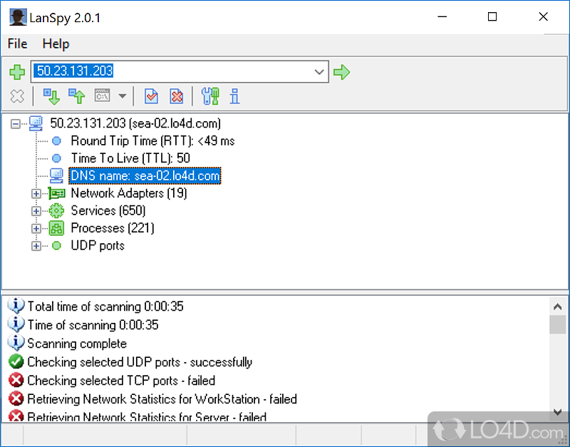 Network security scanner that can provide you with extensive information about networked computers - Screenshot of LanSpy