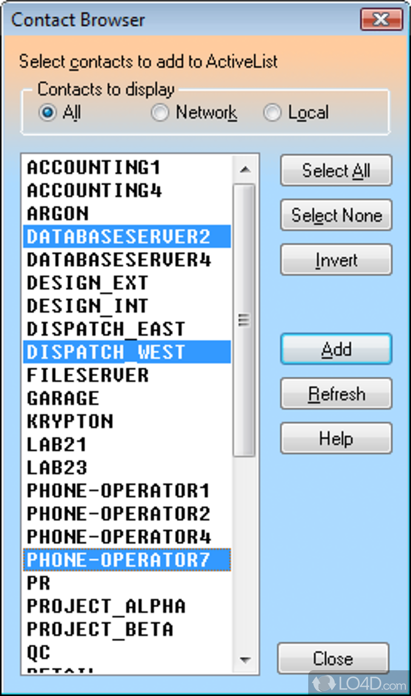 LanToucher Messenger: User interface - Screenshot of LanToucher Messenger