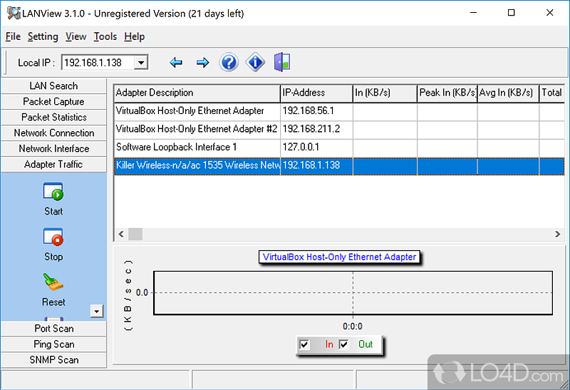 Broadcast message, remote shutdown/wakeup, and NIC vendor identifier - Screenshot of LANView