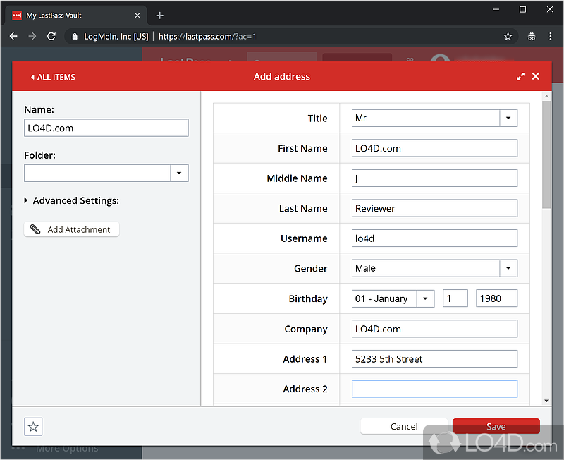Password manager that makes browsing easier and more secure - Screenshot of LastPass