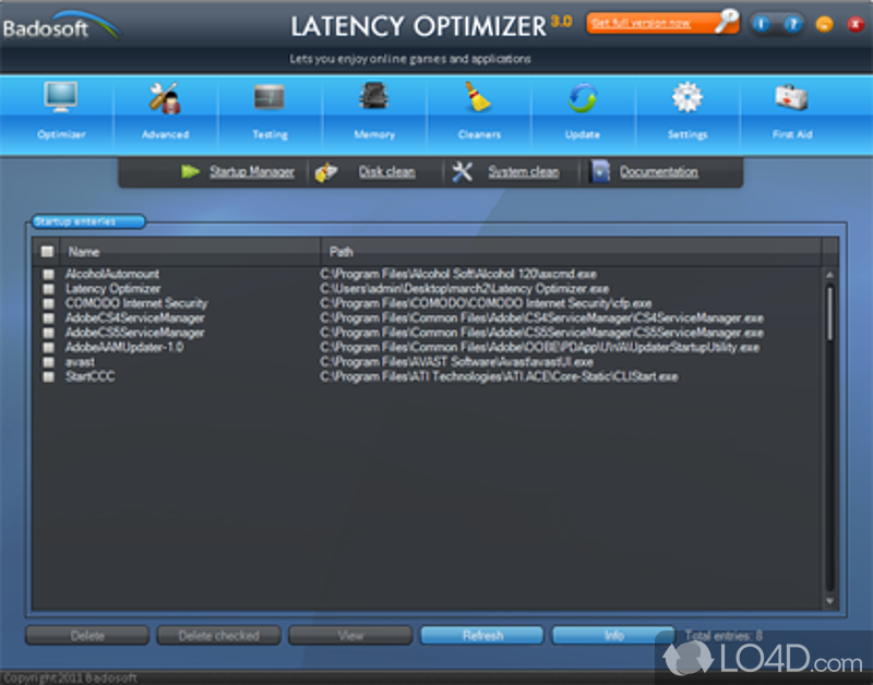 Latency Optimizer: Web browser - Screenshot of Latency Optimizer