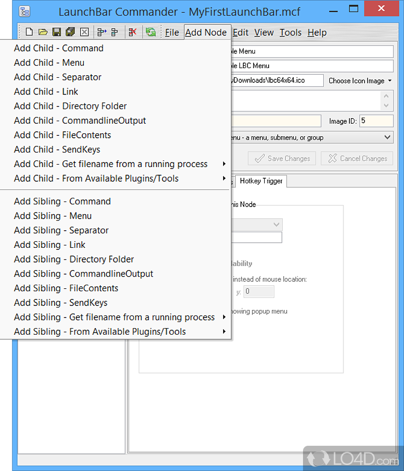 Alternative menu and launcher system that docks to desktop - Screenshot of LaunchBar Commander Portable